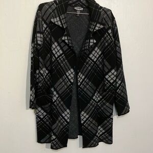 Oliver by Escio open front wide plaid long cardigan / duster / shacket XL